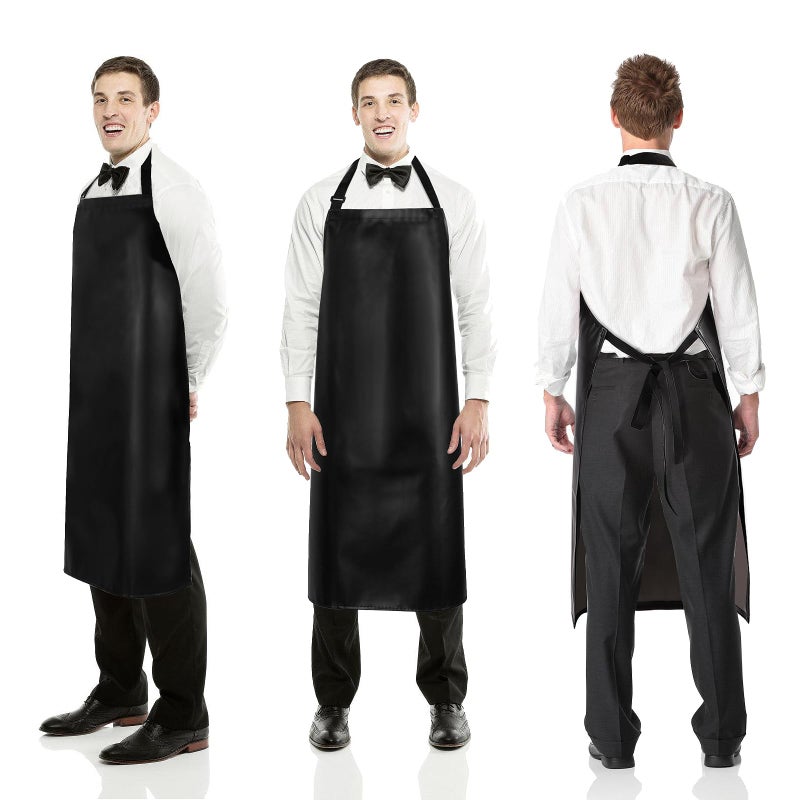 GoldPig 2 Pack Heavy Duty Waterproof Rubber Vinyl Aprons for Adults - Chemical Resistant Adjustable Bib 40"" Extra Long Industrial Work Apron for Grilling Dishwashing Lab Kitchen Butcher - Image 5